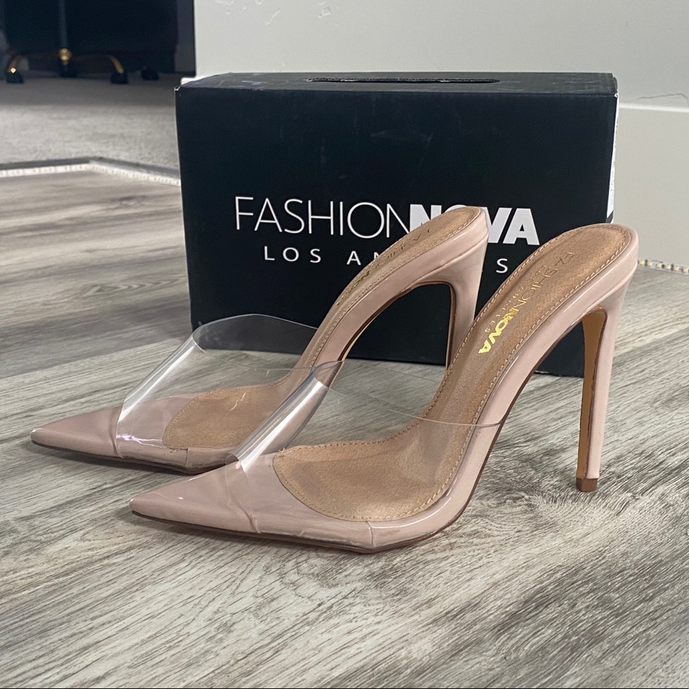 Fashion Nova Clear/Nude heels
